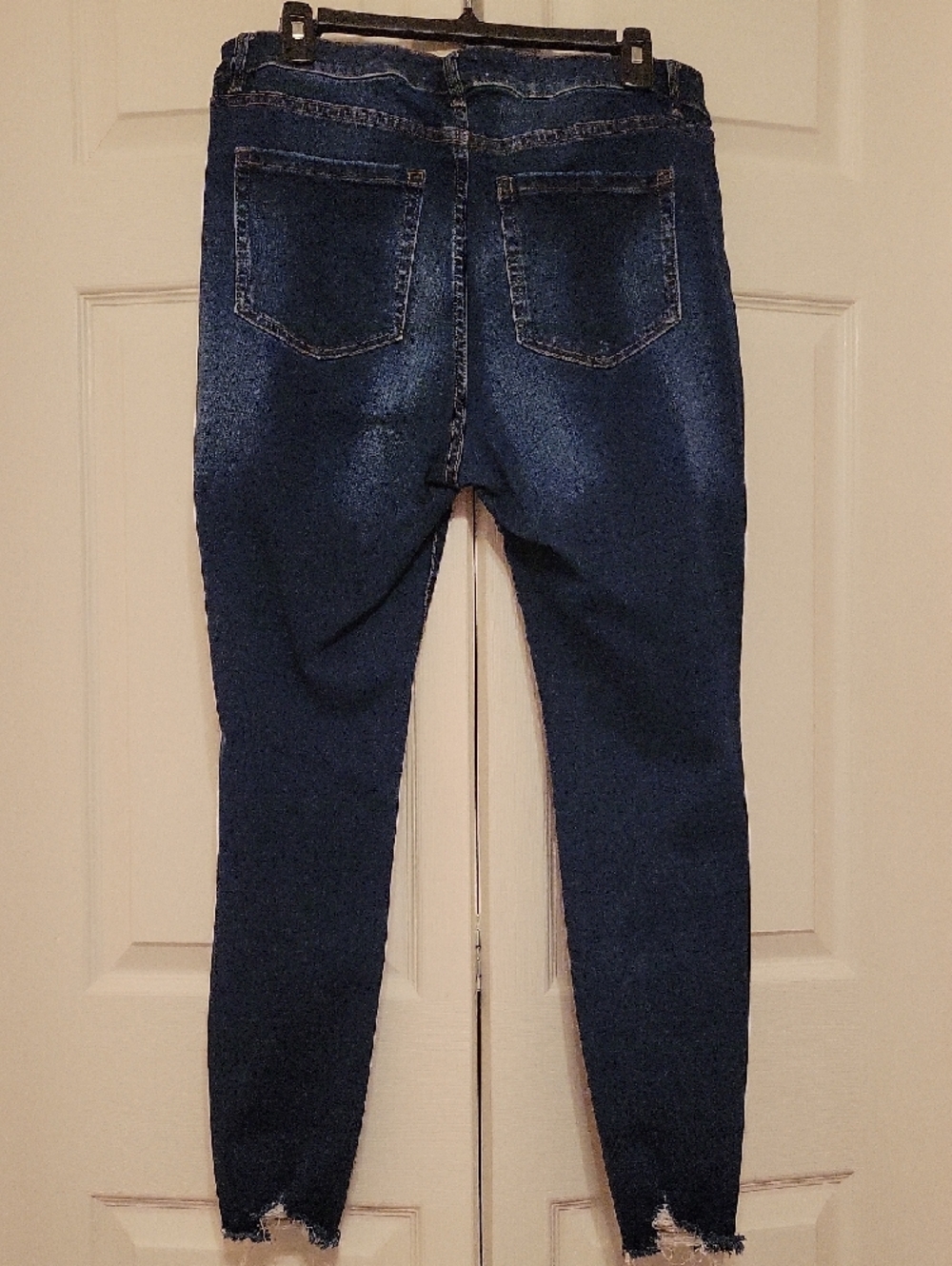 Lane Bryant Flex Magic Waistband Dark Blue Distressed Skinny Jeans - Picture 2 of 4